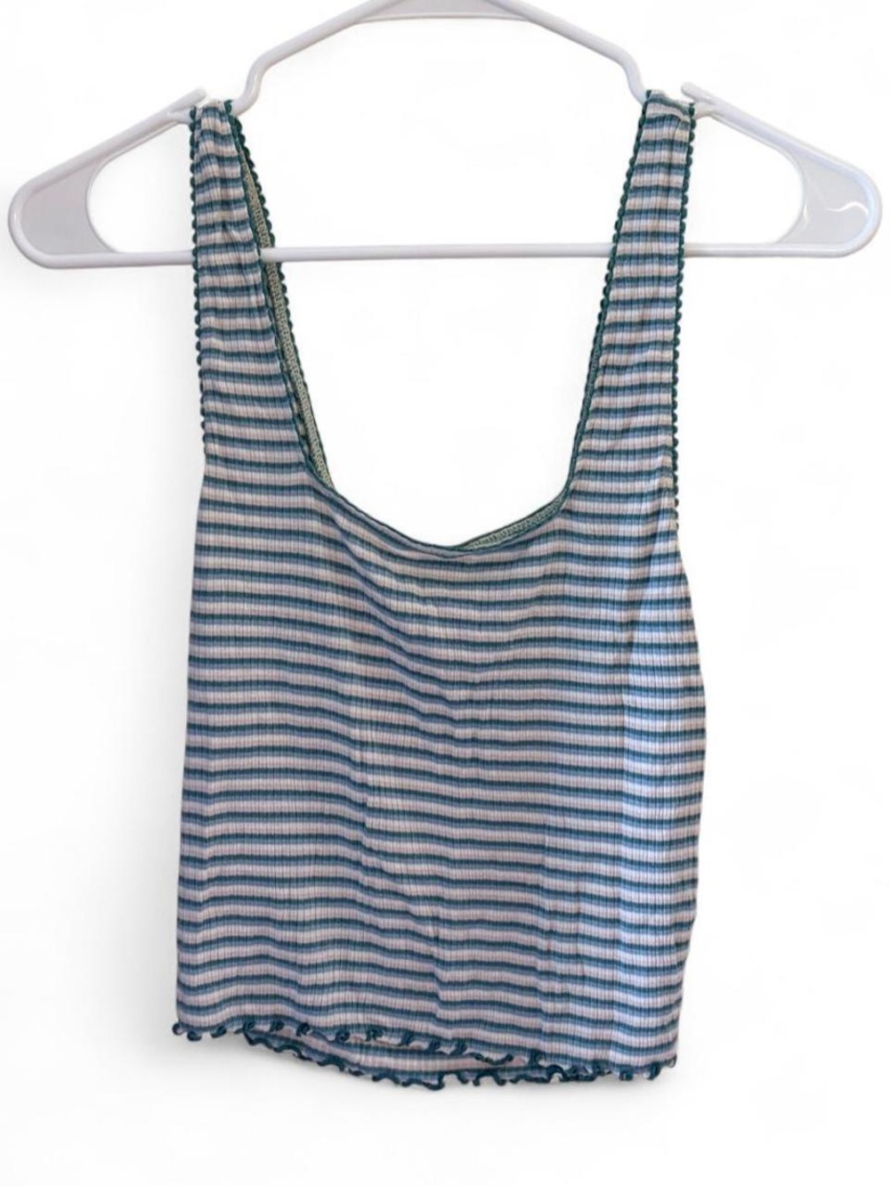 American Eagle Outfitters Blue & White Striped Ribbed Tank